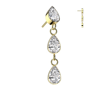 3 Teardrop CZ Bezel Set Dangle Top