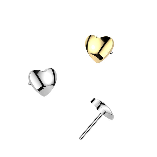 Titanium Threadless Push In 3D Heart Top