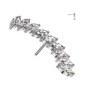 Threadless Push In Long Curved Marquise CZ Top