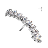 Threadless Push In Long Curved Marquise CZ Top