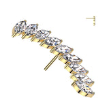 Threadless Push In Long Curved Marquise CZ Top