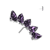 Implant Grade Titanium Threadless Push In 5 Teardrop CZ Fan Top
