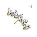Implant Grade Titanium Threadless Push In 5 Teardrop CZ Fan Top