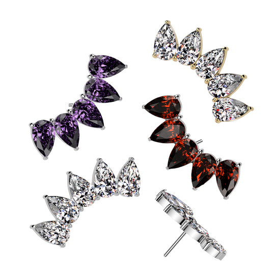 Implant Grade Titanium Threadless Push In 5 Teardrop CZ Fan Top