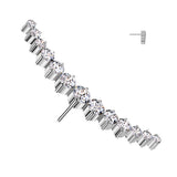 Titanium Threadless Push In Long CZ Curved Top