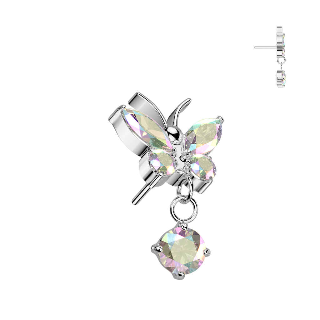 Butterfly With Prong Set CZ Dangle Top