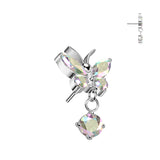 Butterfly With Prong Set CZ Dangle Top