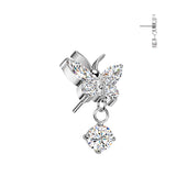 Butterfly With Prong Set CZ Dangle Top