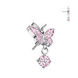 Butterfly With Prong Set CZ Dangle Top