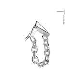 Threadless Push In Reversed V With Chain Dangle