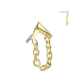 Threadless Push In Reversed V With Chain Dangle