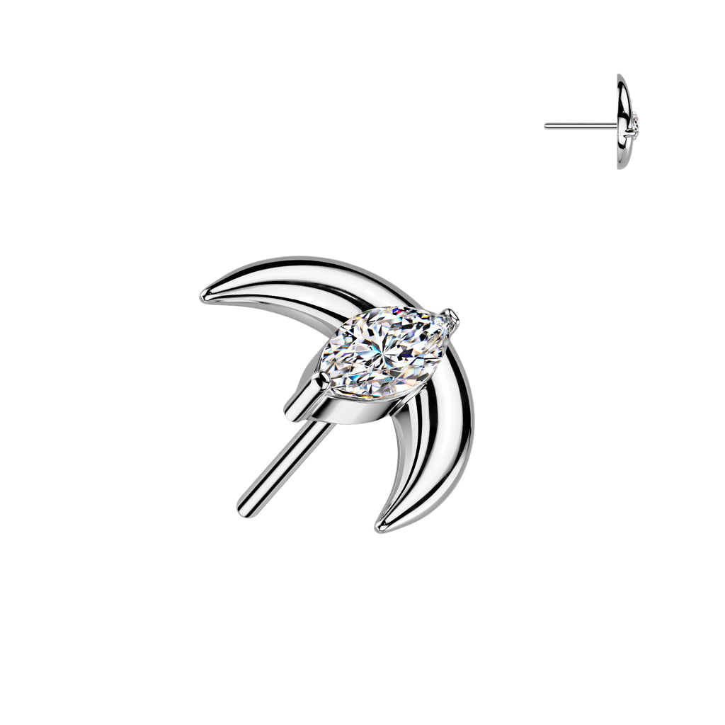 Crescent Moon With Marquise CZ Center Top