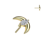 Crescent Moon With Marquise CZ Center Top