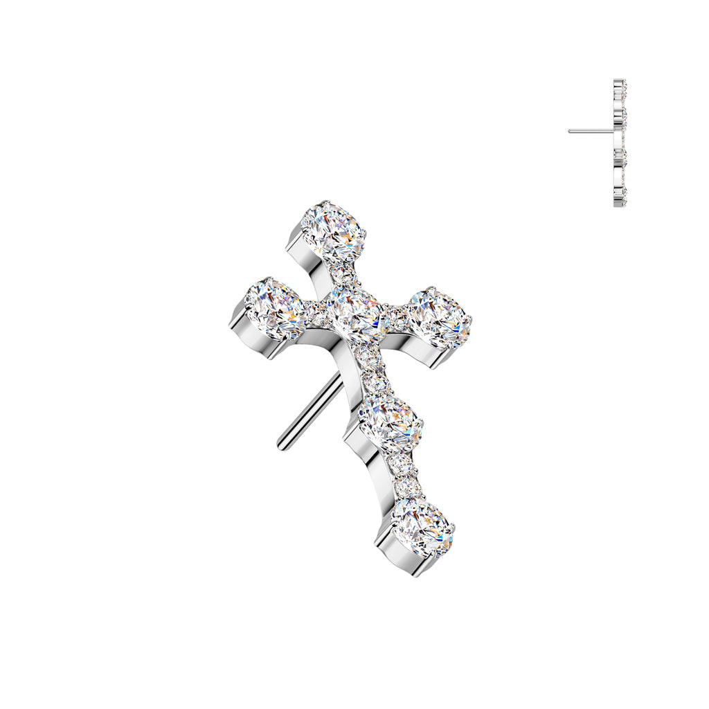 Cross Top With CNC Pave CZ