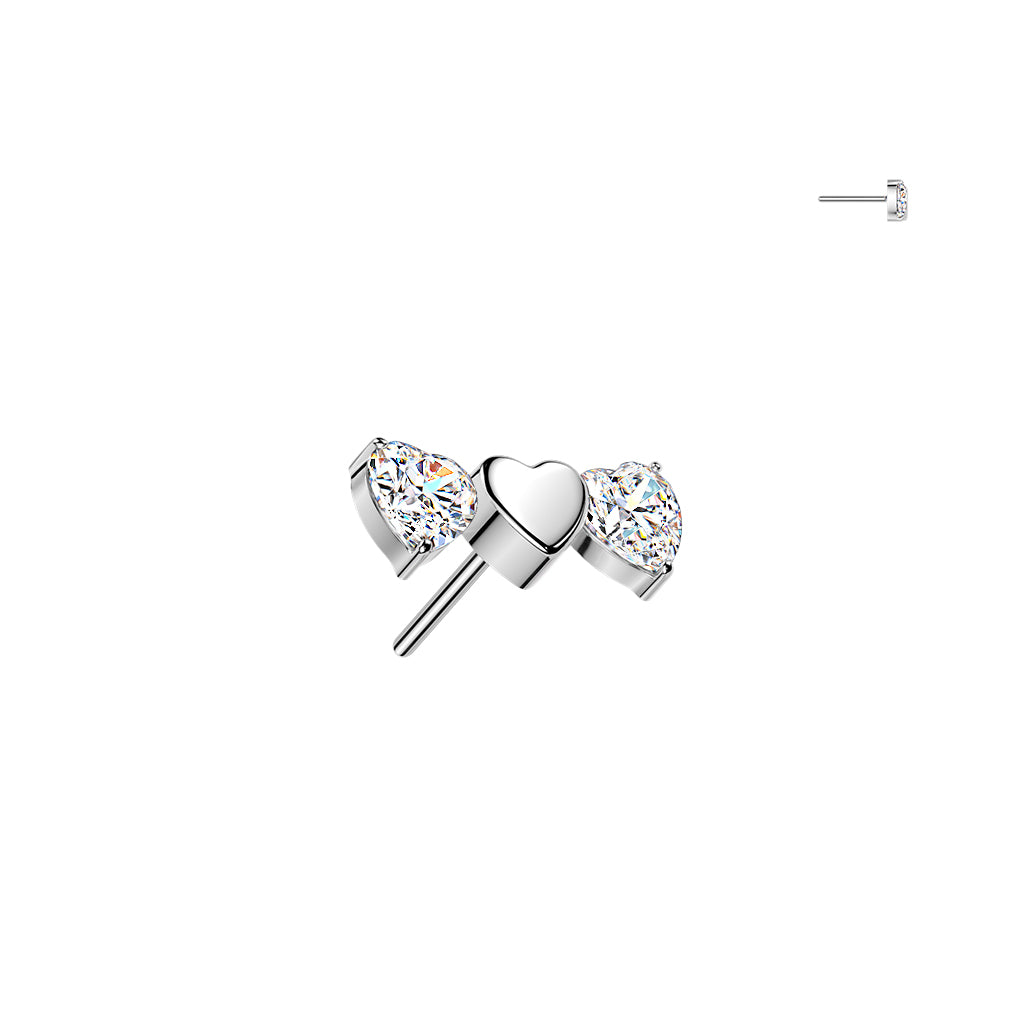 Triple Heart Top With 2 CZ Heart