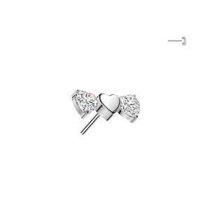 Triple Heart Top With 2 CZ Heart