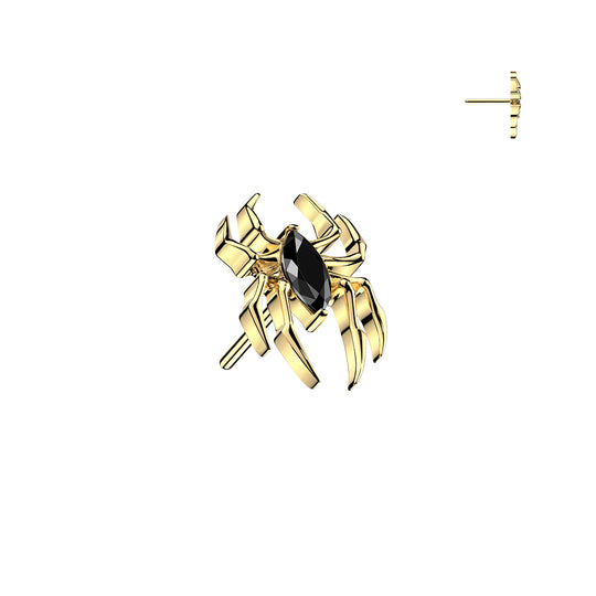 Titanium Threadless Push In Spider Top With Marquise CZ