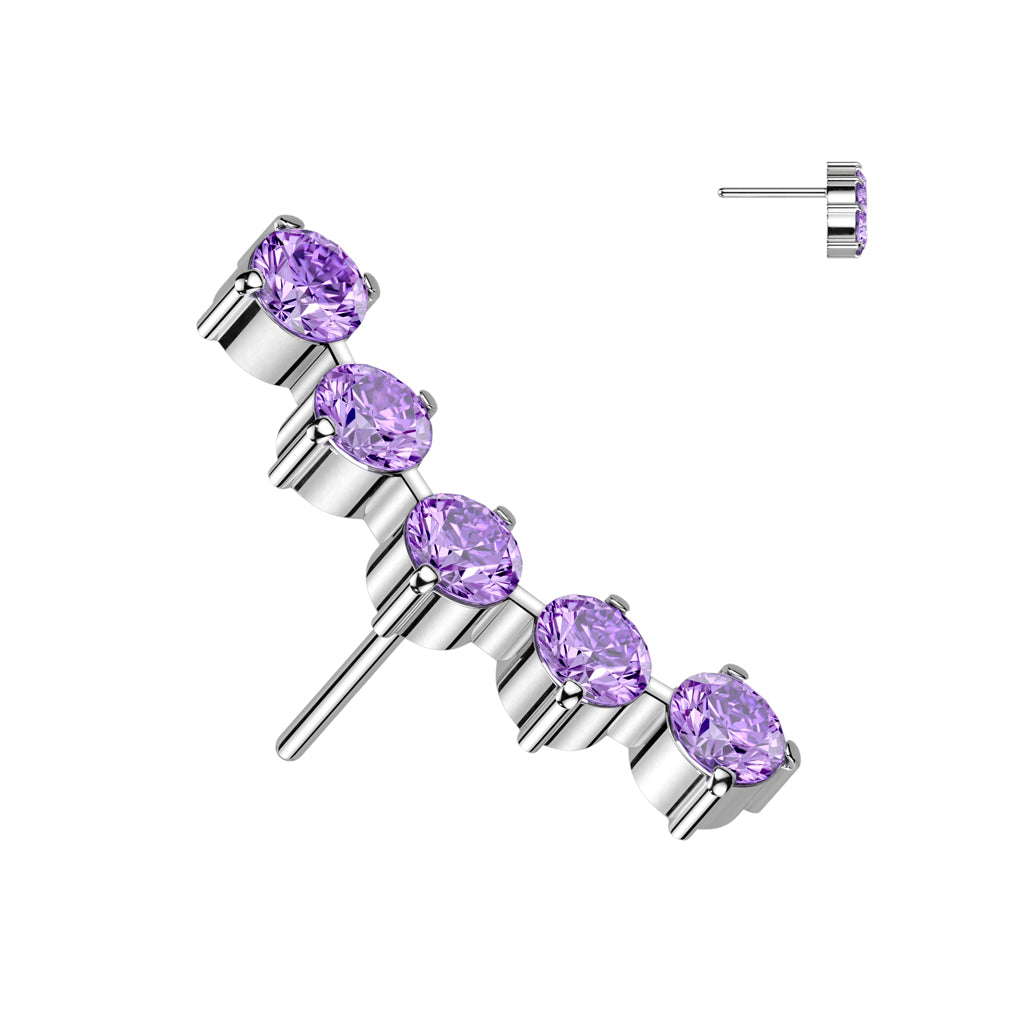 5 Round CZ Curved Top