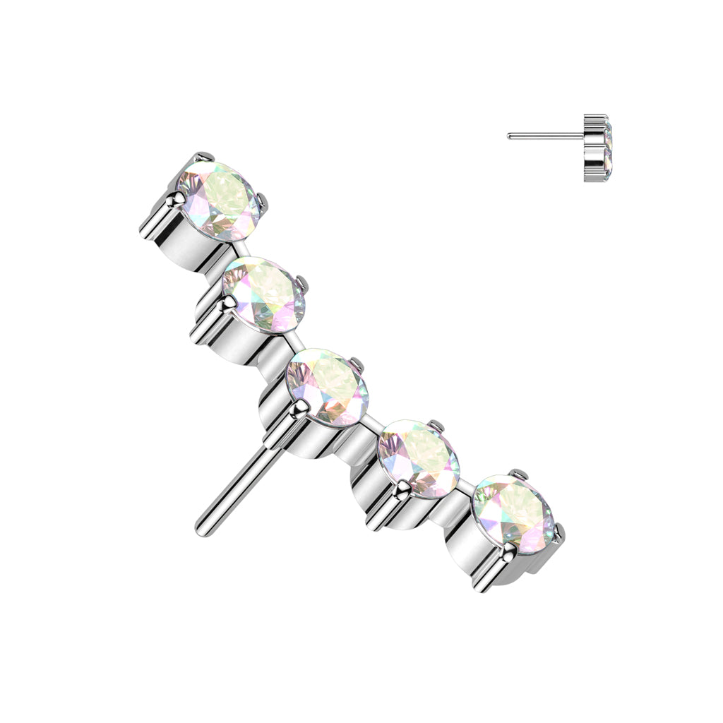 5 Round CZ Curved Top