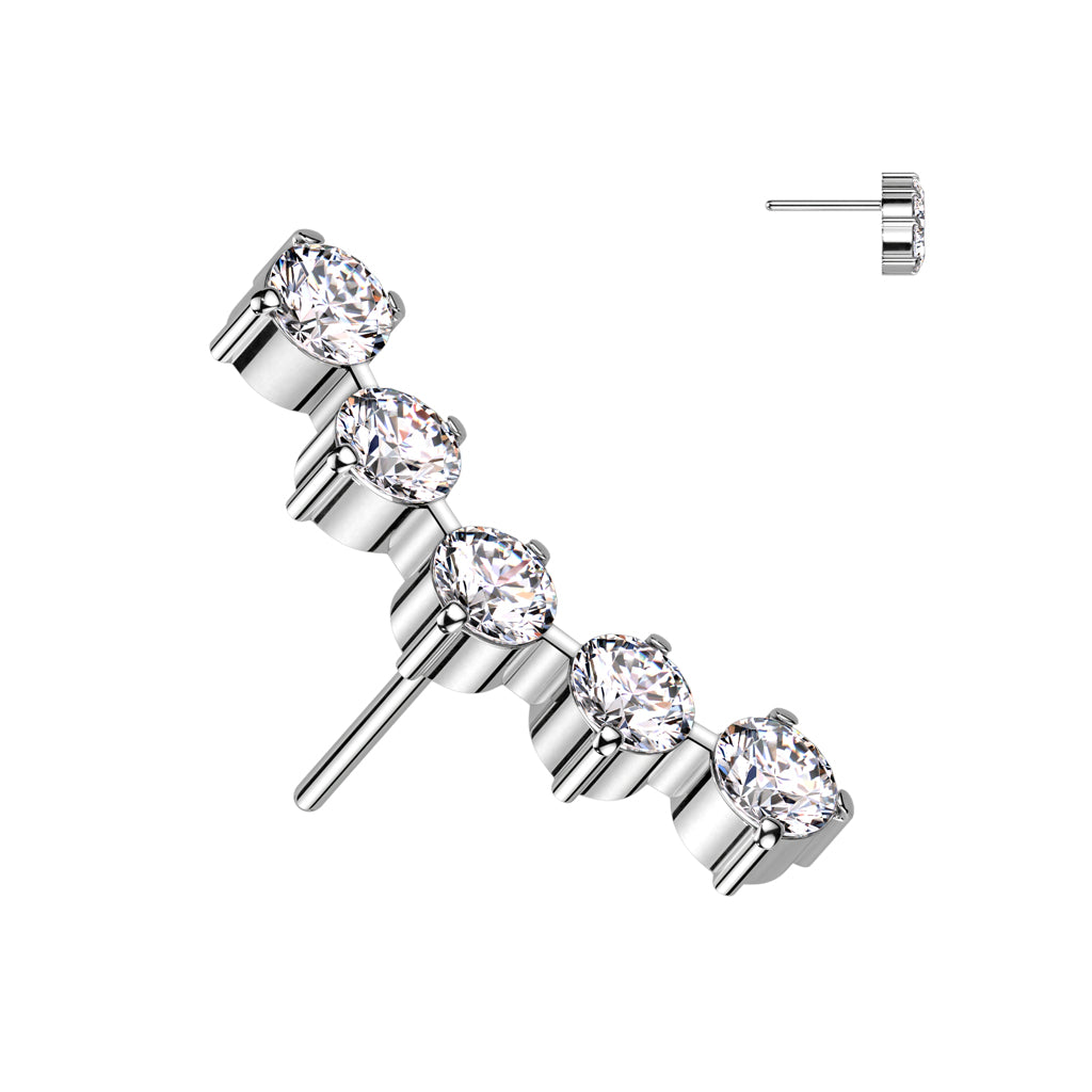 5 Round CZ Curved Top