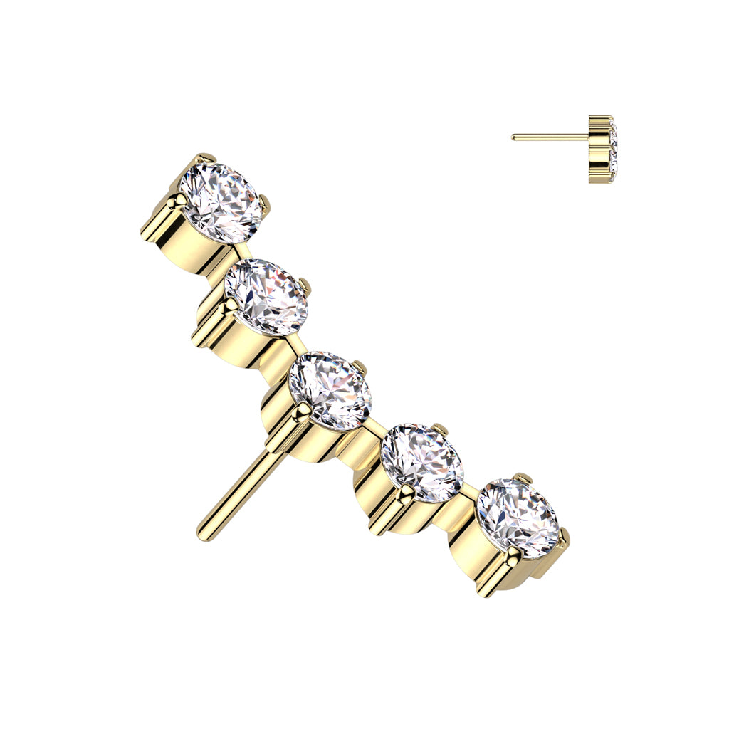 5 Round CZ Curved Top