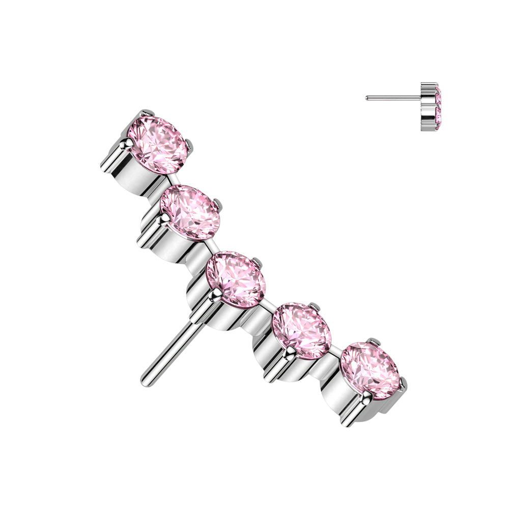5 Round CZ Curved Top