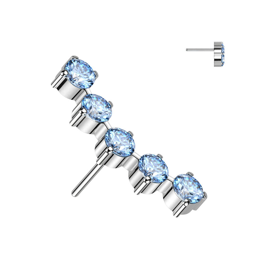 5 Round CZ Curved Top