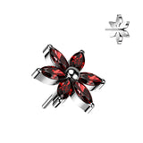 Implant Grade Titanium Threadless Push In 6 Marquise CZ Petals Flower