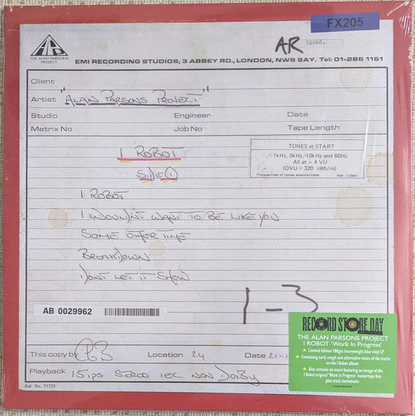 The Alan Parsons Project – I Robot “Work In Progress”