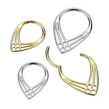 Cross Chevron Hinged Segment Hoop Ring