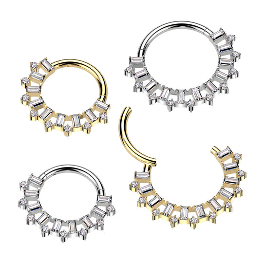 Baguette CZ Fan and Round CZ Edge