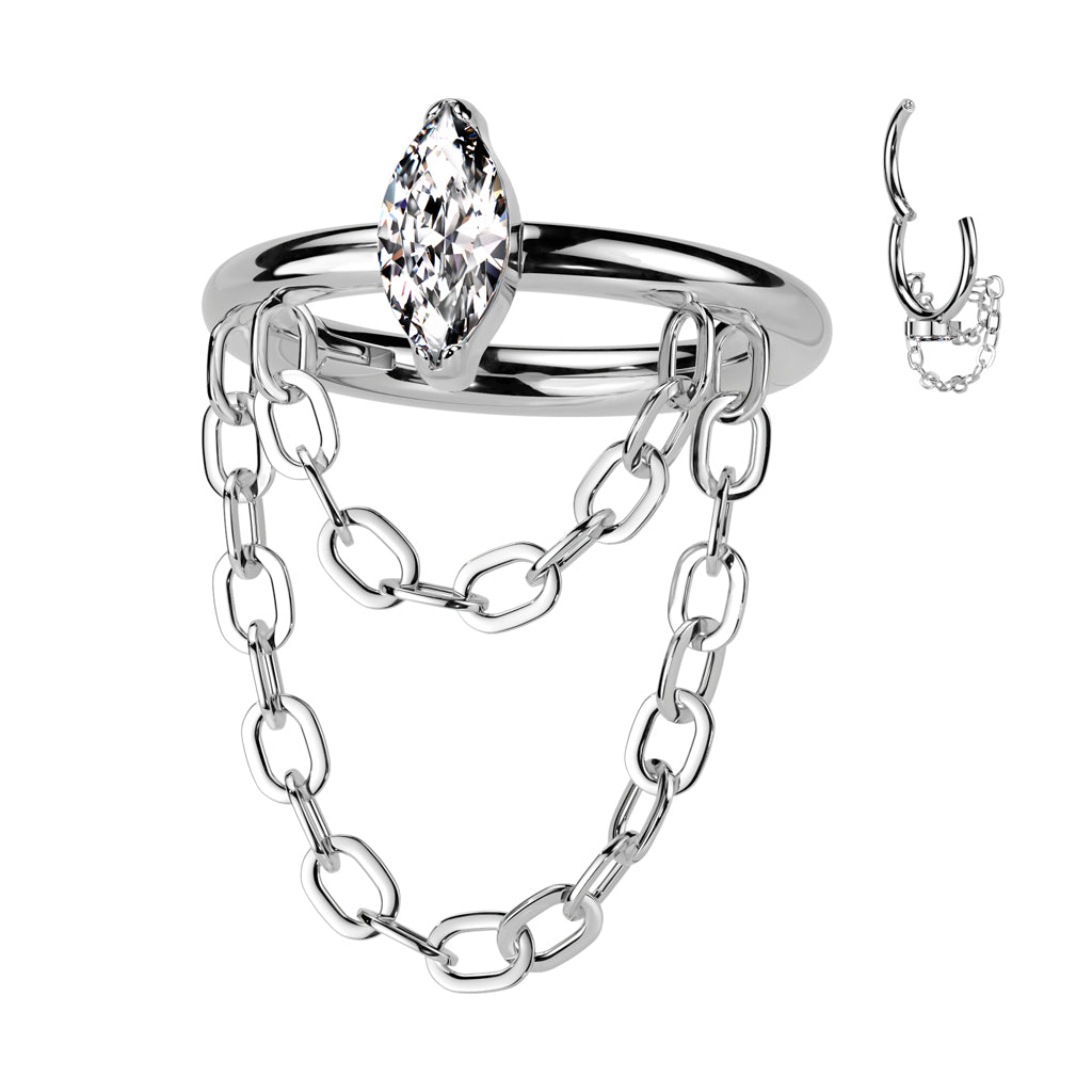 Marquise CZ and Double Chain Dangle