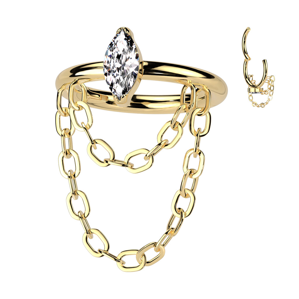 Marquise CZ and Double Chain Dangle