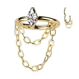 Marquise CZ and Double Chain Dangle