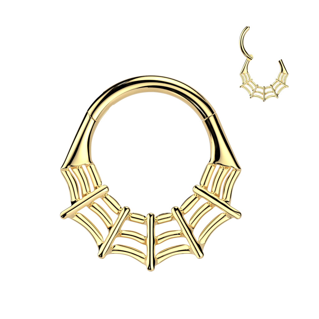 Spider Web Hinged Segment Hoop Ring titanium