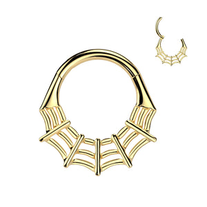 Spider Web Hinged Segment Hoop Ring titanium