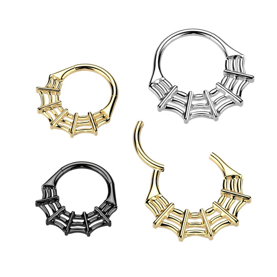 Spider Web Hinged Segment Hoop Ring titanium