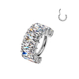 Hinged Segment Hoop Ring With Large Baguette CZ's