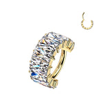 Hinged Segment Hoop Ring With Large Baguette CZ's