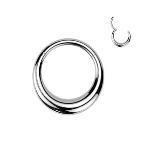 Titanium Wide Hollow Hinged Clicker Segment Hoop Ring