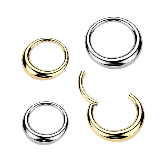 Titanium Wide Hollow Hinged Clicker Segment Hoop Ring