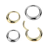 Titanium Wide Hollow Hinged Clicker Segment Hoop Ring