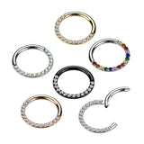 Implant Grade Titanium Hinged Segment Hoop Ring With Forward Facing Pave CNC Set CZ