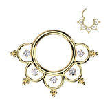 Titanium Hinged Segment Hoop Ring With CZ Filigree