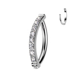 Implant Grade Titanium Hinged Hoop With Pave Square CZ Belly Button Ring
