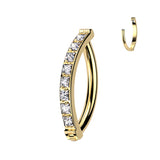 Implant Grade Titanium Hinged Hoop With Pave Square CZ Belly Button Ring