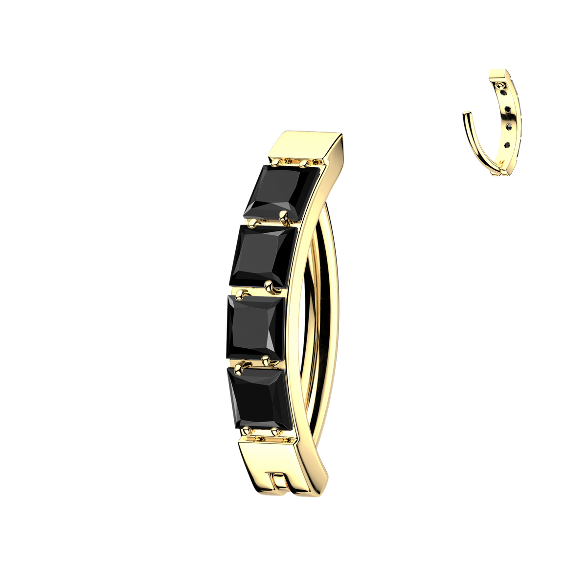 Titanium Hinged Hoop Pave Square CZ Belly Button Ring