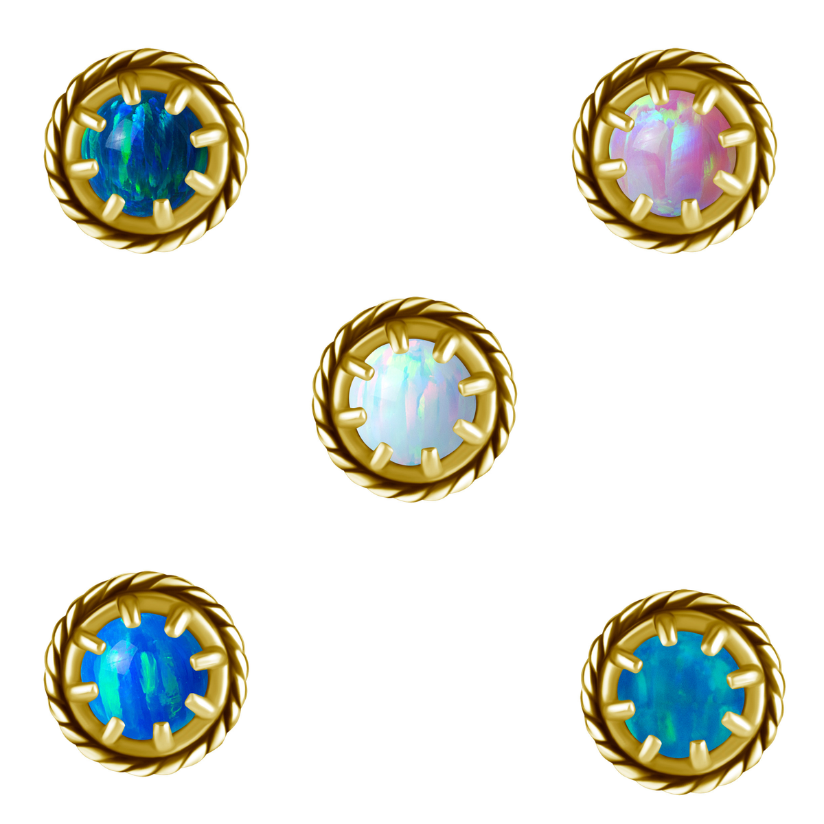 18K Gold CoCr Opal Threadless