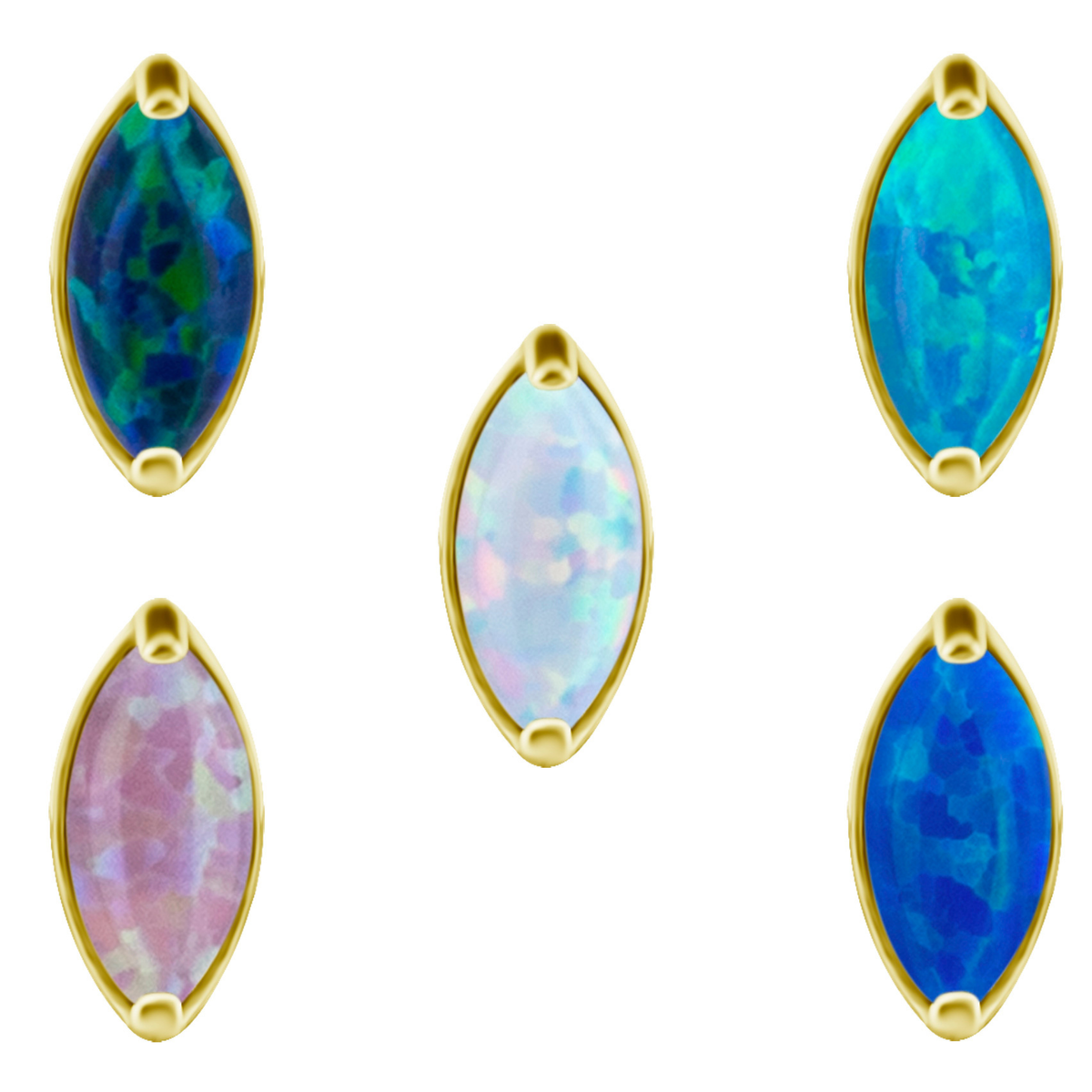 18K Gold CoCr 1 Fan Marquise Opal Threadless