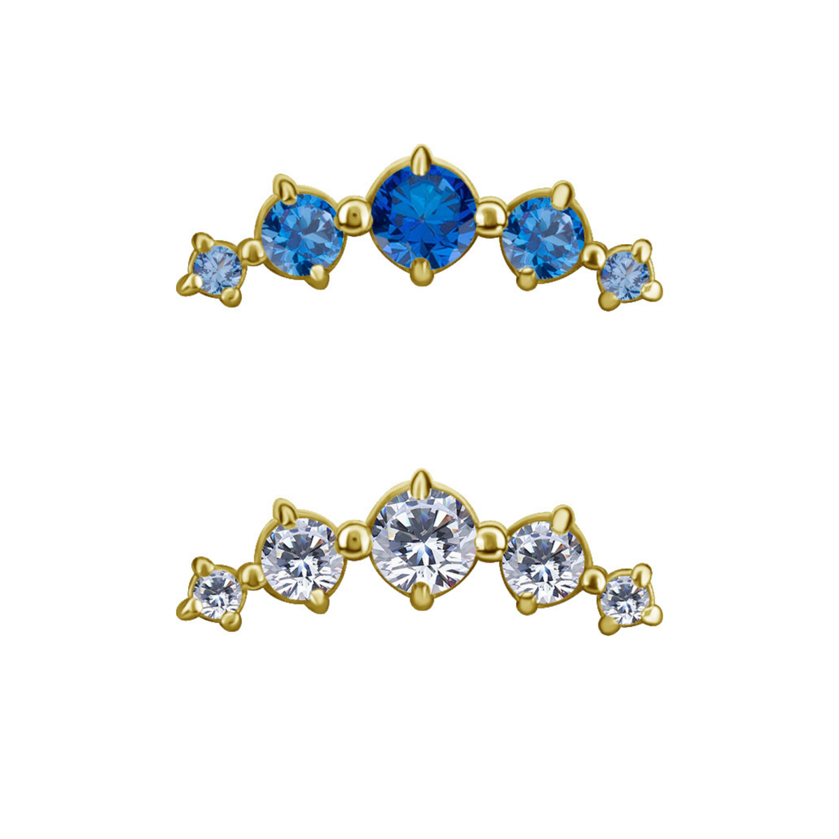 18K Gold CoCr Croissant PREMIUM ZIRCONIA Threadless